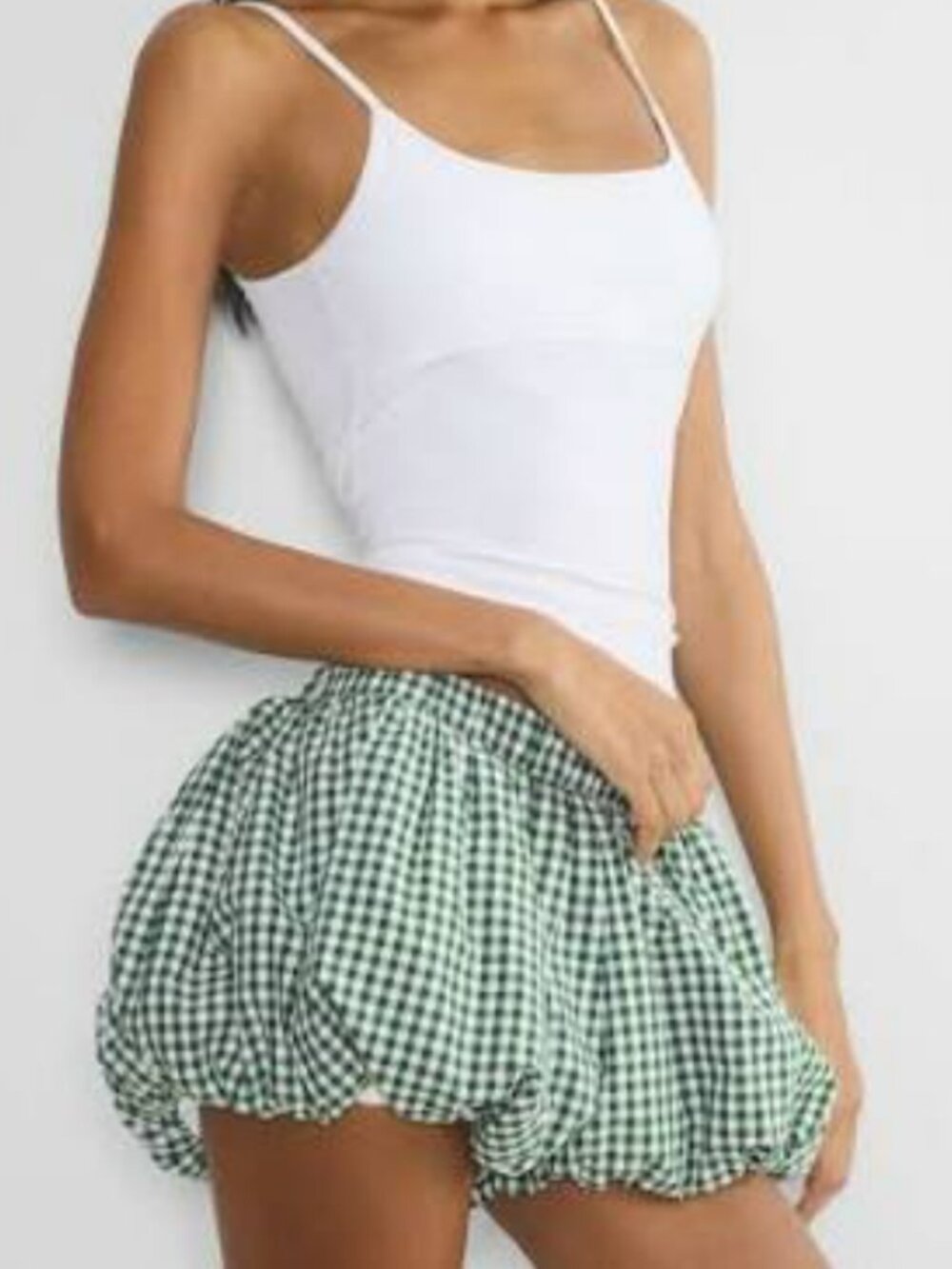 Kimchi Blue Souffle Poplin Short Green Cotton Poplin Bubble Mini Skort Small
